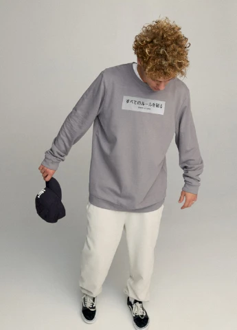 Серый свитшот мужской oversize /no flis/ YAPPI (252258383)