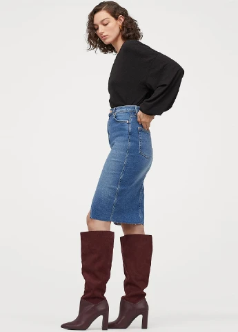 Светло-синяя джинсовая однотонная юбка H&M