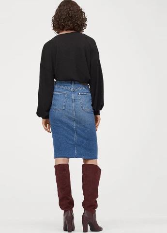 Светло-синяя джинсовая однотонная юбка H&M
