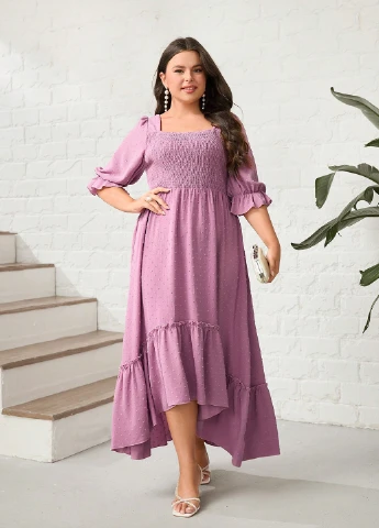 Розовое кэжуал платье а-силуэт SHEIN однотонное