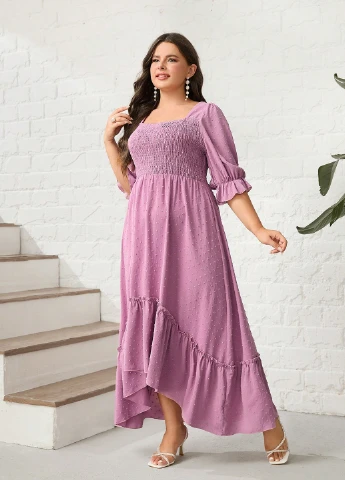 Розовое кэжуал платье а-силуэт SHEIN однотонное