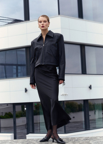 Чорна демісезонна куртка куртка-піджак Gepur