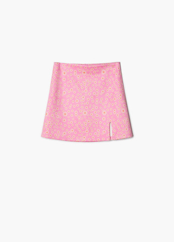 Розовая кэжуал цветочной расцветки юбка Cropp а-силуэта (трапеция)