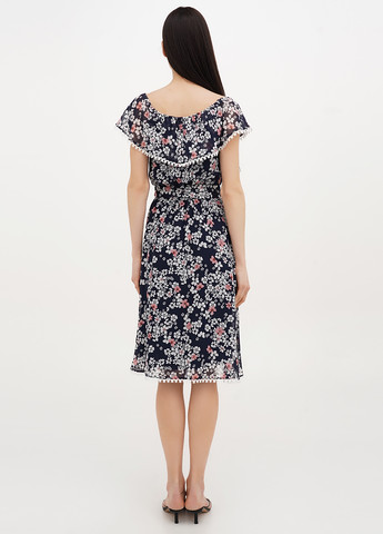 Темно-синя кежуал сукня з відкритими плечима Vicolo з квітковим принтом