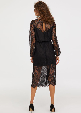 Чорна вечірня платье міді H&M фактурна