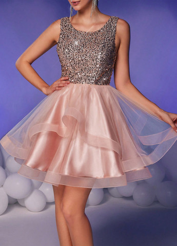 Блідо-рожева святковий, вечірня сукня кльош SHEIN однотонна