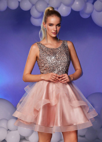 Блідо-рожева святковий, вечірня сукня кльош SHEIN однотонна