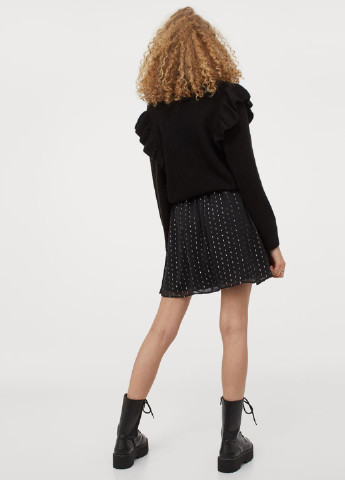Черно-белая кэжуал в горошек юбка H&M клешированная