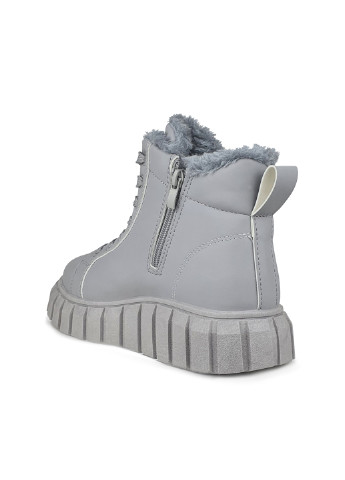 Зимние женские зимние ботинки светло-серые на платформе и шнуровке Fashion из искусственной кожи