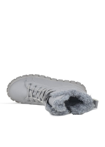 Жіночі зимові черевики світло-сірі на платформі та шнурівці Fashion ботинки (251444256)