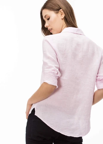 Светло-розовая кэжуал рубашка с логотипом Lacoste