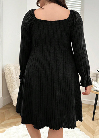 Чорна домашній сукня кльош SHEIN однотонна