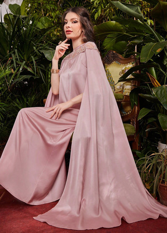 Светло-розовое вечернее платье платье-кейп SHEIN однотонное