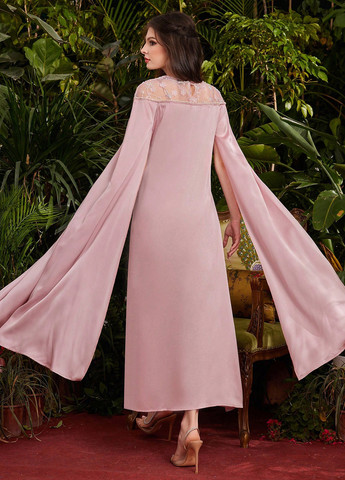 Светло-розовое вечернее платье платье-кейп SHEIN однотонное