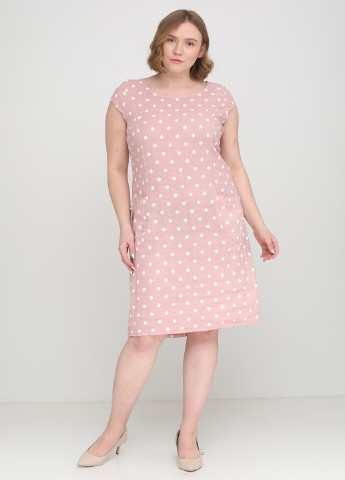 Светло-розовое кэжуал платье Ledys More в горошек