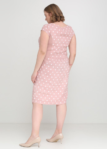 Светло-розовое кэжуал платье Ledys More в горошек