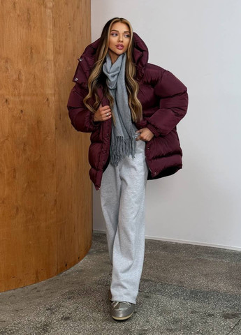 Бордовый зимний Пуховик No Brand