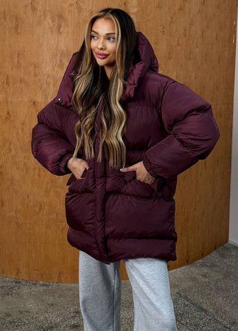 Бордовый зимний Пуховик No Brand