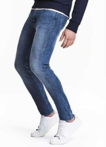 Голубые демисезонные 360 tech stretch skinny jeans H&M