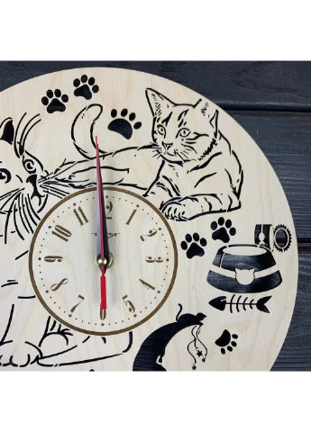 Універсальний настінний годинник з дерева "Пухнасті котики" 7Arts (253567567)