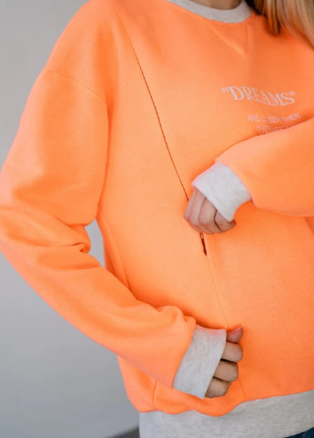 Помаранчевий світшот для вагітних і годуючих з принтом з секретом для годування To Be - крій напис помаранчевий кежуал еластан, бавовна - (248407696)