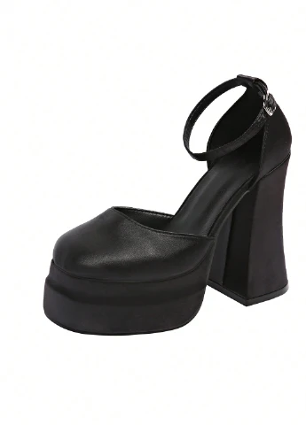 SHEIN Туфлі анкл страп чорний з текстиль, китай — літо (340673314)