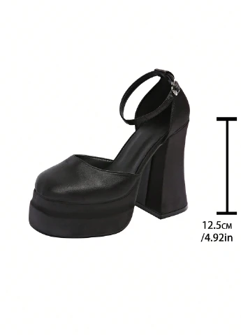 SHEIN Туфлі анкл страп чорний з текстиль, китай — літо (340673314)