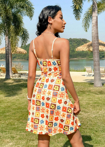 Комбінована кежуал сукня а-силует SHEIN з квітковим принтом