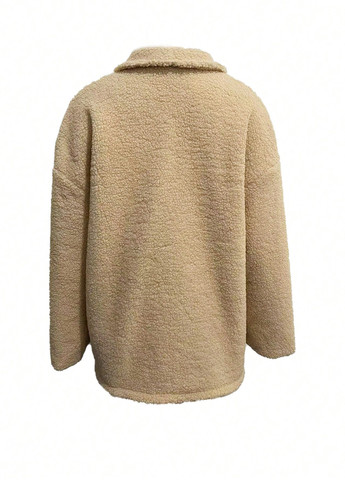 Бежевое Кэжуал полупальто однобортное SHEIN однотонное