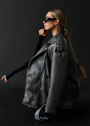 Темно-сіра демісезонна куртка косуха No Brand