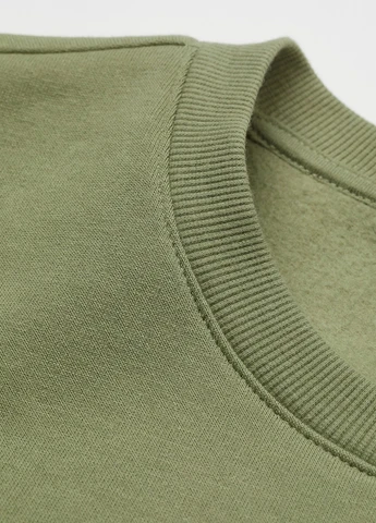 Хакі світшот H&M однотонний без декору (314704343)