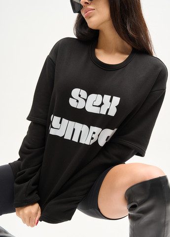 Черный свитшот SYLA надпись без декора (285792461)
