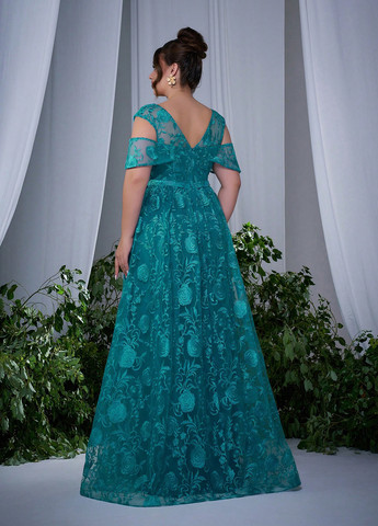 Смарагдова вечірня сукня з пишною спідницею SHEIN однотонна