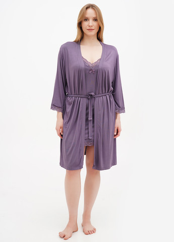 Фіолетовий демісезонний комплект (халат, нічна сорочка) Cotpark