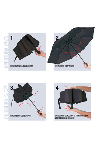 Чёрный зонт Perletti средний система антиветер (279119523)