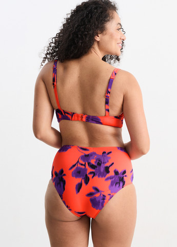 Оранжевые купальные трусики-плавки с цветочным принтом C&A