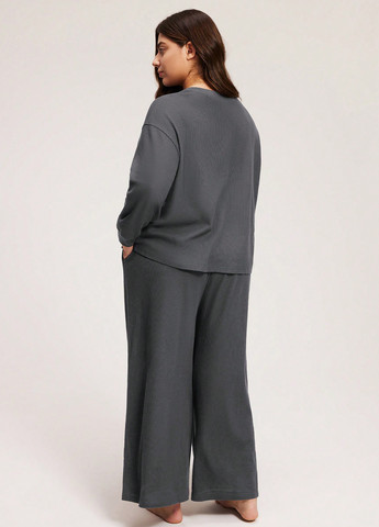 Темно-серая всесезон пижама (логслив, брюки) лонгслив + брюки SHEIN