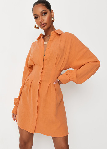 Оранжевое кэжуал платье рубашка Missguided однотонное