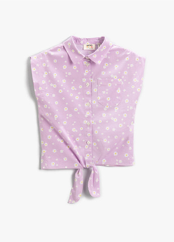 Лиловая кэжуал рубашка с цветами KOTON
