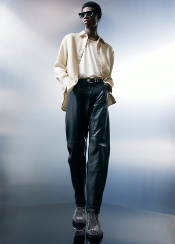 Светло-бежевая праздничный, кэжуал рубашка однотонная H&M