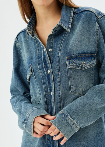 Синяя джинсовая рубашка однотонная KOTON