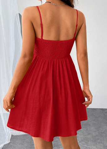 Червона кежуал сукня з відкритою спиною SHEIN однотонна