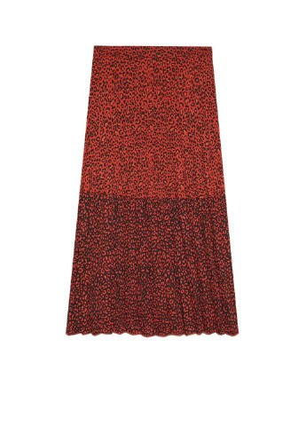 Бордовая кэжуал леопардовая юбка Stradivarius плиссе