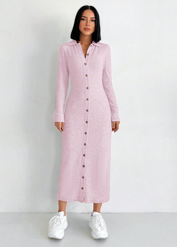 Светло-розовое кэжуал платье SHEIN меланжевое