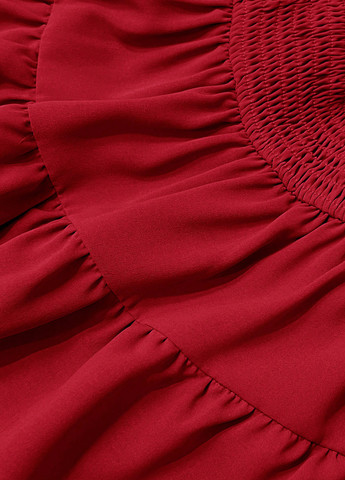 Красное кэжуал платье с открытыми плечами SHEIN однотонное