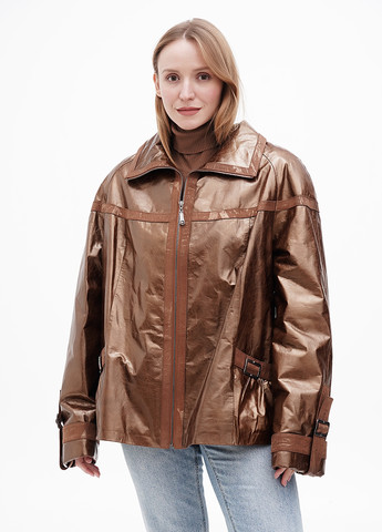 Коричневая демисезонная куртка кожаная STOK