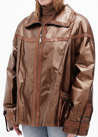 Коричневая демисезонная куртка кожаная STOK