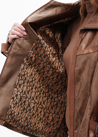 Коричневая демисезонная куртка кожаная STOK