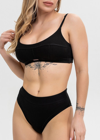 Черный демисезонный хлопковый комплект белья бралет и слипы TOTALFIT