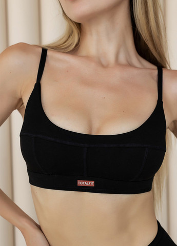 Черный демисезонный хлопковый комплект белья бралет и слипы TOTALFIT